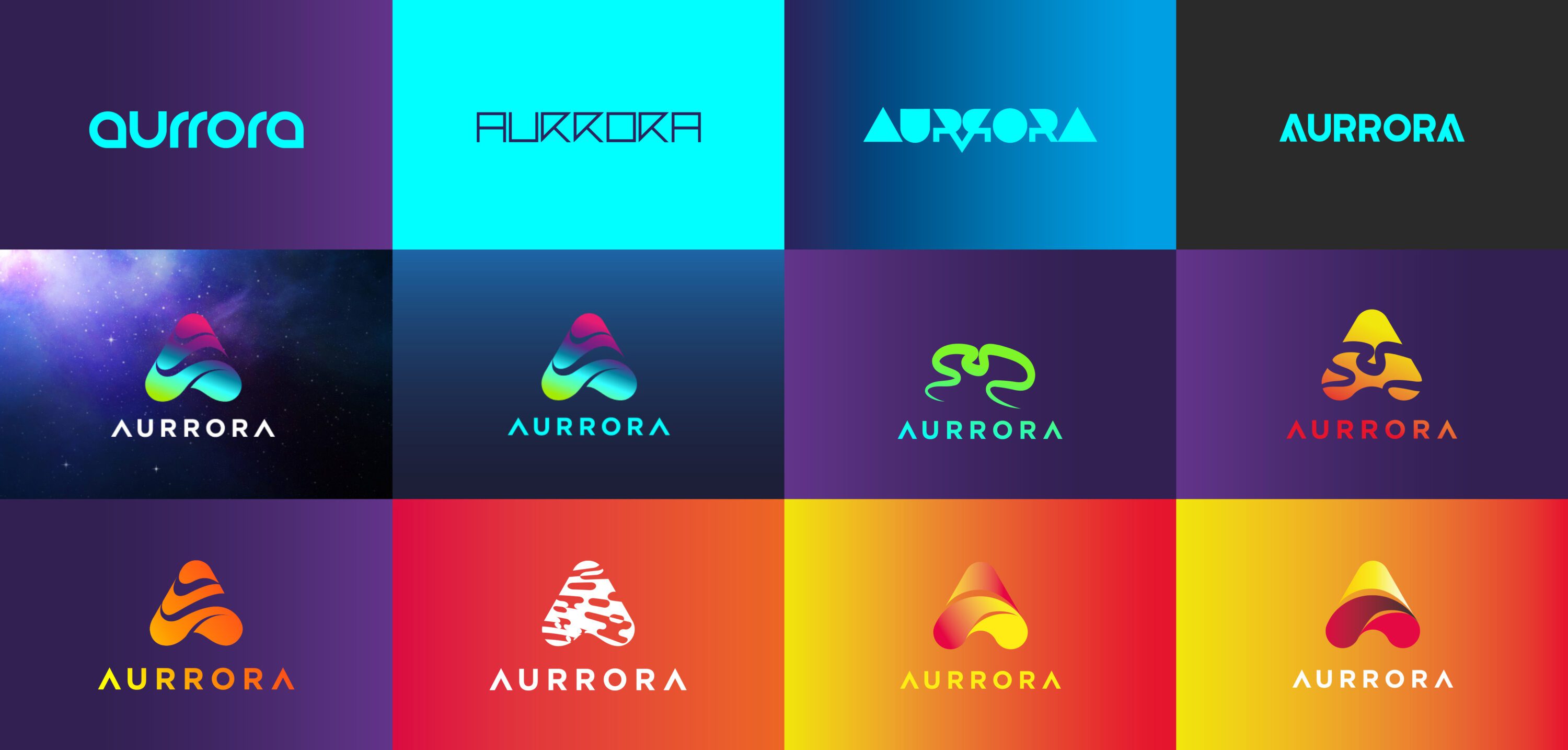 Aurora logos logo development, design agency, leamington spa, graphic design warwickshire, creative agency warwick, littlefish, design agency leamington spa, midlands creative agency