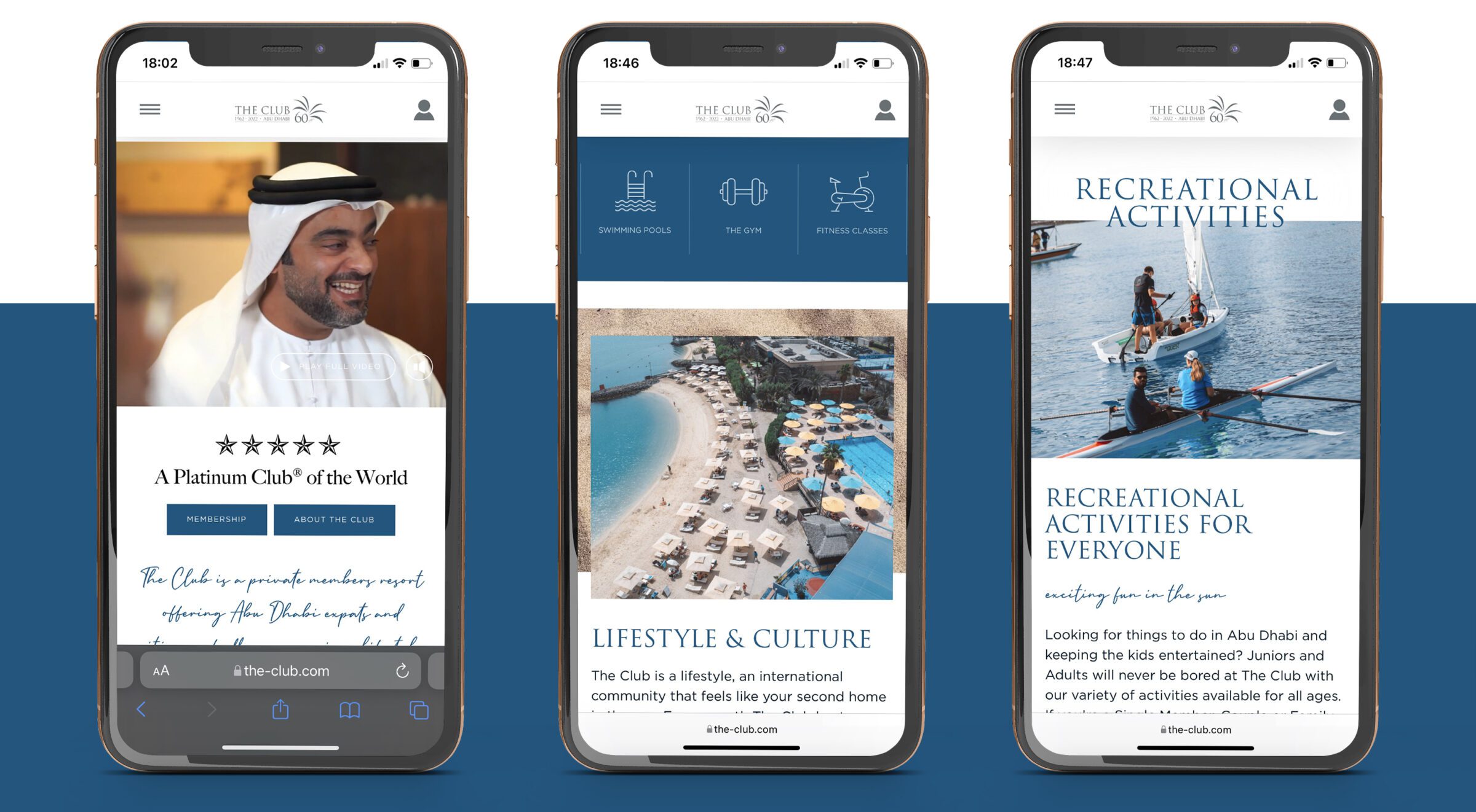 The Club website on mobile The Club website on mobile